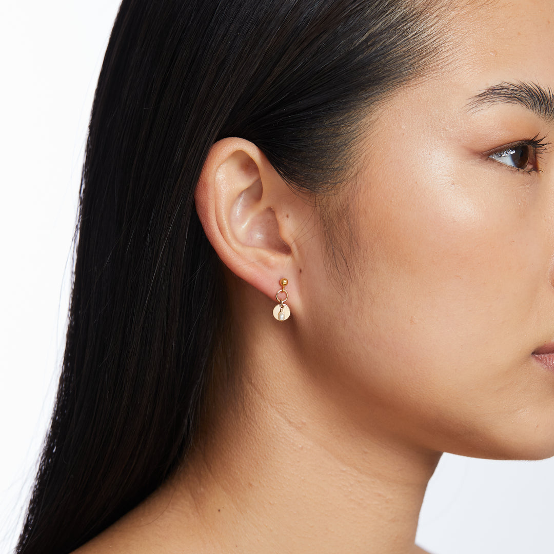 Sia Freshwater Pearl Earrings - Gold