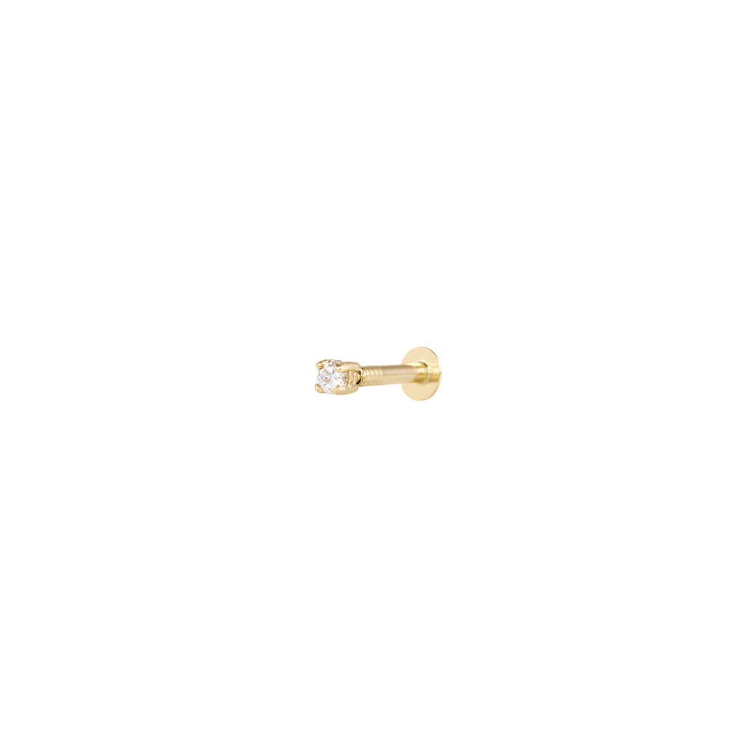 Round Cubic Zirconia Cartilage Earring 1.6mm  - Solid Gold