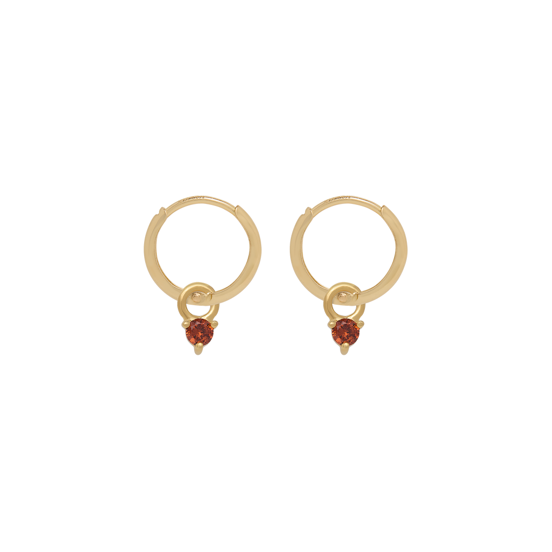 Birthstone Mini Hoop Earrings - Gold