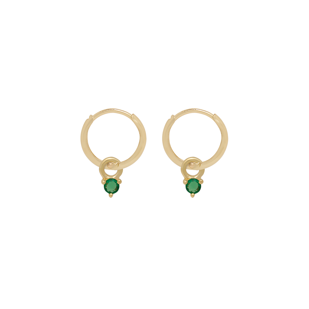 Birthstone Mini Hoop Earrings - Gold