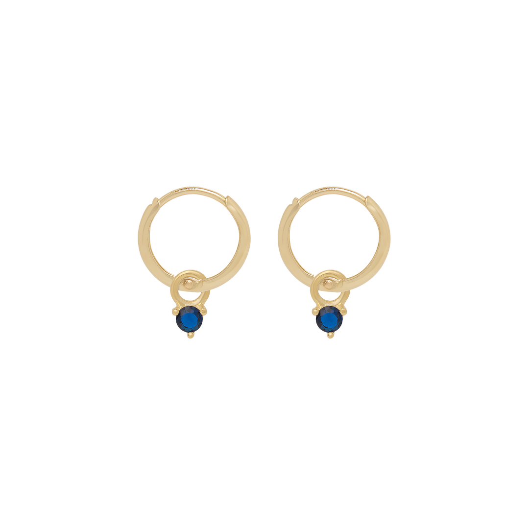 Birthstone Mini Hoop Earrings - Gold